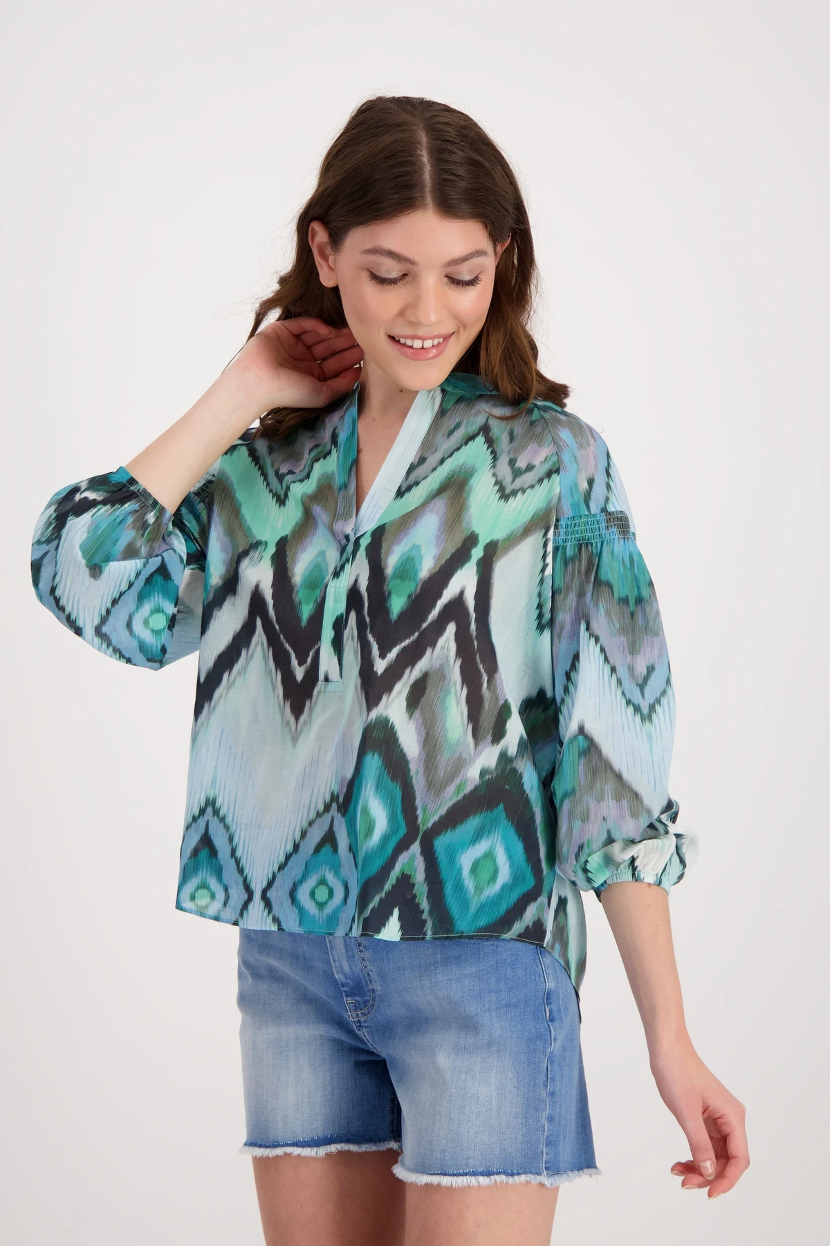 Monari Ikat Muster Bluse Mit Smoke Einsatz 10711174 – Bild 2