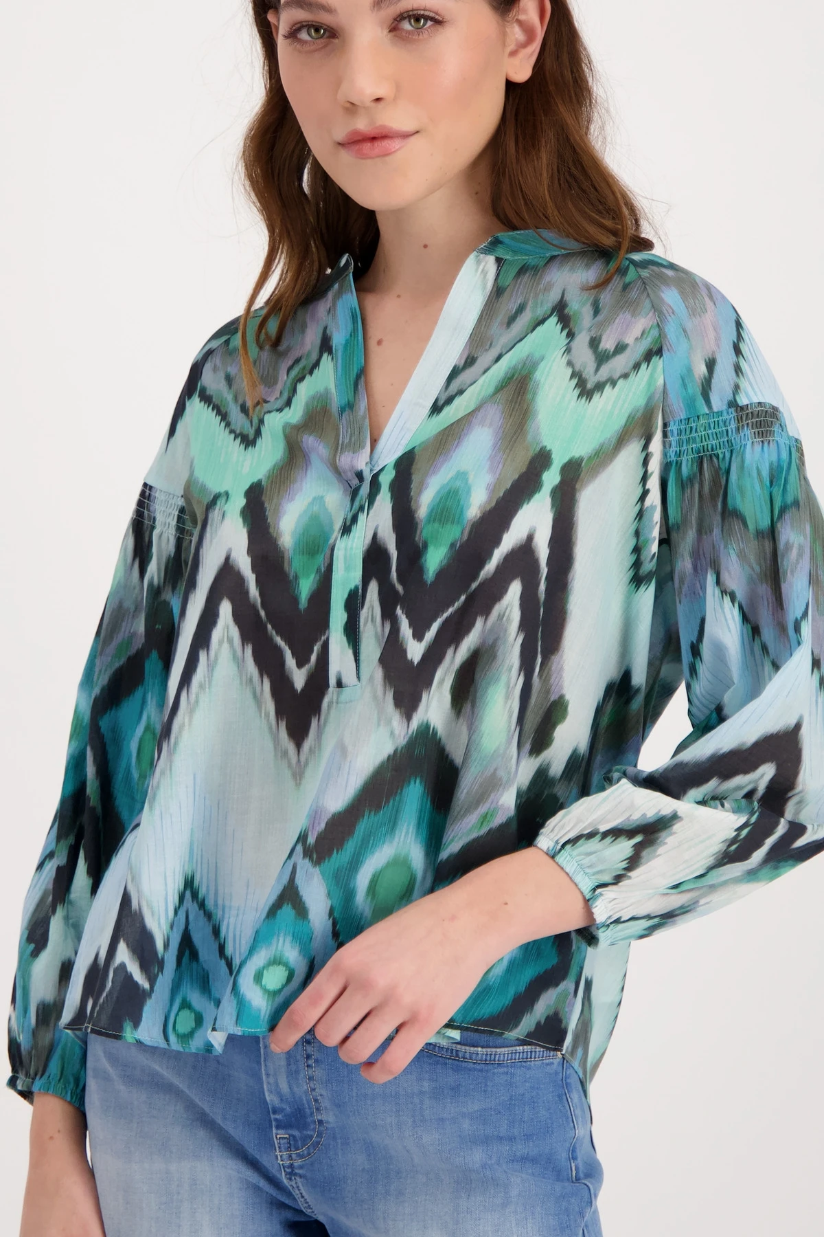 Monari Ikat Muster Bluse Mit Smoke Einsatz 10711174 – Bild 6