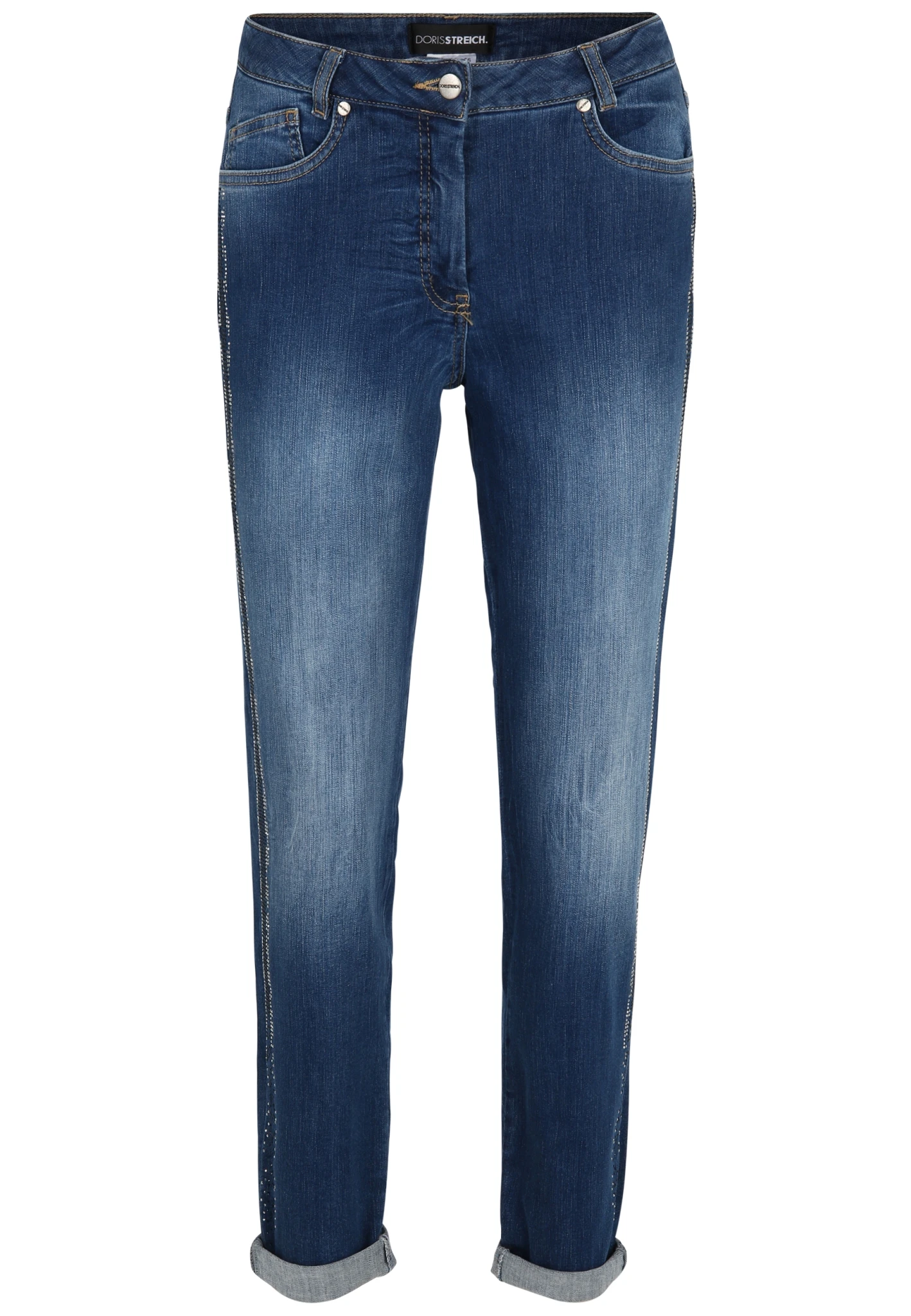 Doris Streich 5-pocket Jeans Hose Mit Strass An Seitennähten 10705754