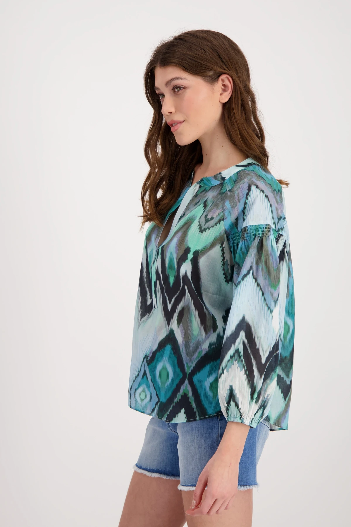 Monari Ikat Muster Bluse Mit Smoke Einsatz 10711174 – Bild 8