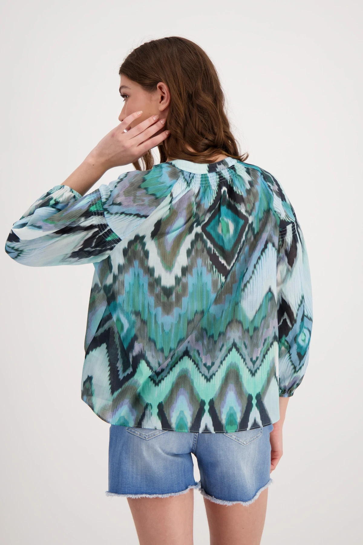 Monari Ikat Muster Bluse Mit Smoke Einsatz 10711174 – Bild 9